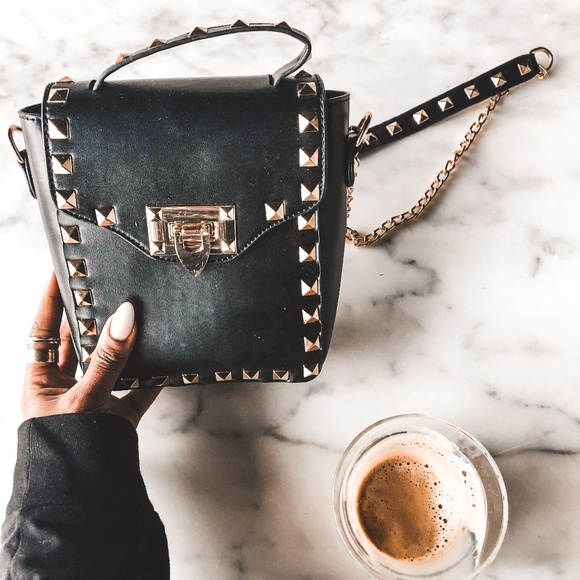 Karis' Kloset Handbags - NEW Black Rockstud Square Bag Karis' Kloset Handbags - NEW Black Rockstud Square Bag